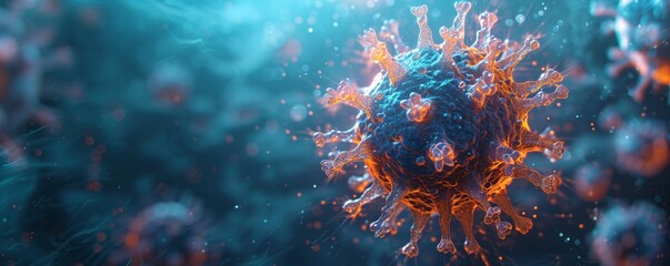 Obraz na płótnie Canvas Glowing Virus: A Bioluminescent Bacterium Illuminates the Microbial World Generative AI