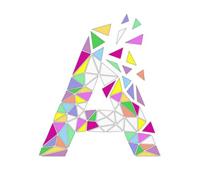 Mosaic letter A, geometrical logo, vector illustration