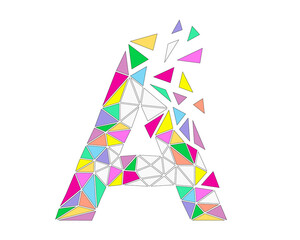 Mosaic letter A, geometrical logo, vector illustration - 732514715