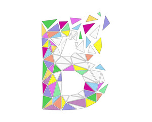 Mosaic letter B, geometrical logo, vector illustration