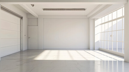 Empty white garage room