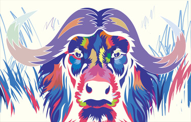 Buffalo vector, ideal for wallpapers and digital projects. Multiple colors enrich your designs, adding depth and versatility to enhance any digital space with captivating visuals