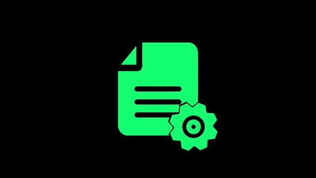 A PDF file icon 4K animation with moving gears white background .
