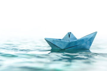 Fototapeta premium Origami paper boat on white background.