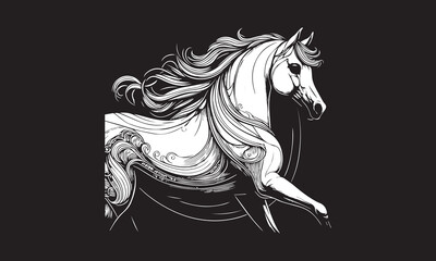 Elegant Equine Line Art: Majestic Horse Profile”
“Dynamic Horse Head Illustration: Monochromatic Beauty”
“Graceful Horse Portrait: Intricate Black and White Art”