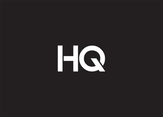 Creative unique elegant geometric minimal fashion brand black and white color HQ QH H Q initial
