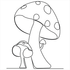 Mushroom continuous single line art drawing plants concept outline vector
