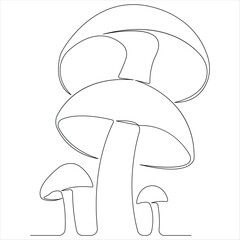 Mushroom continuous single line art drawing plants concept outline vector
