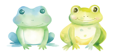 cute frog watercolor illustration