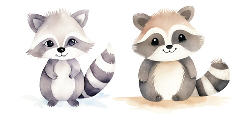 Fototapeta premium cute raccoon watercolor vector illustration