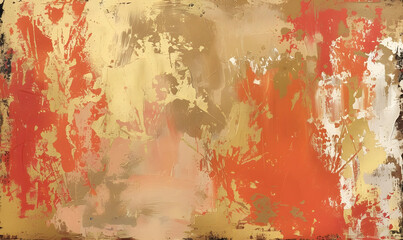 abstract watercolor background, gold, Coral, beige Generative AI 