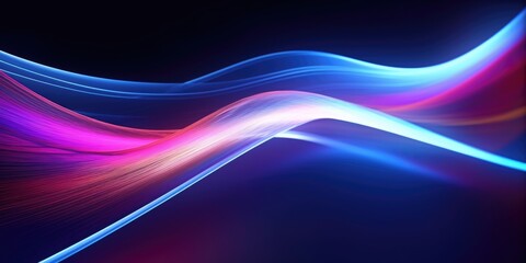 Obraz premium Abstract futuristic background with purple and blue glowing neon moving high speed wave lines