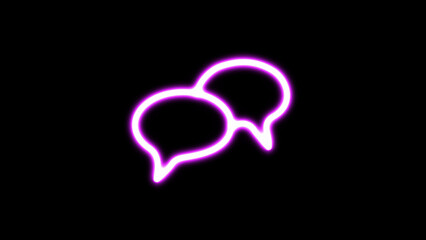 Neon gradient glowing Speech Bubble sign isolated on the black background. Neon speech bubble in line art style. glowing style for conversation and messaging. Concept of social media.