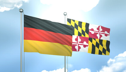 Germany and Maryland Flag Together A Concept of Realations
