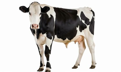 Black and White Cow Standing in Front of White Background