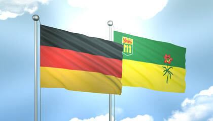 Germany and Saskatchewan Flag Together A Concept of Realations