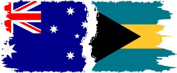 Bahamas and Australia grunge flags connection vector