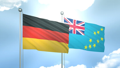 Germany and Tuvalu Flag Together A Concept of Realations