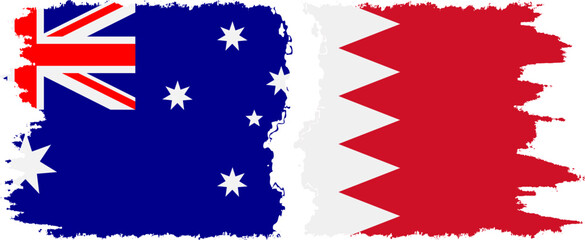 Bahrain and Australia grunge flags connection vector
