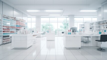 Interior of empty pharmacy, Pharmacy shop background.