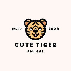 Head Tiger Cute Design Logo Vintage illustration