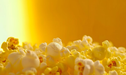 Close-Up Of Popcorn Against yellow Background,Generative AI 
