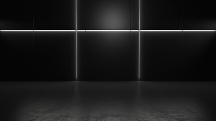minimalist black empty room interior with white light