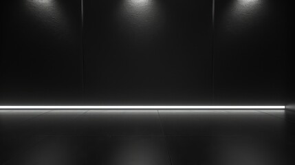 Clean, minimalist black room with bright white illumination.