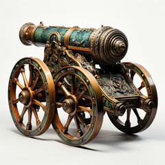 Old Fashioned Cannon on White Surface