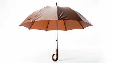 Brown and Tan Umbrella Open on White Background