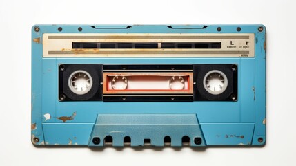 Old Blue Cassette Player With Two Speakers