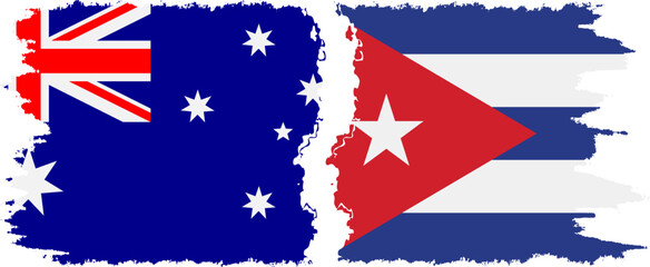 Cuba and Australia grunge flags connection vector