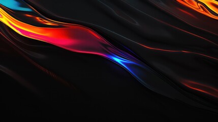 futuristic blue orange wave background featuring dark black tones with luminous glowing light effects and sparkling highlights