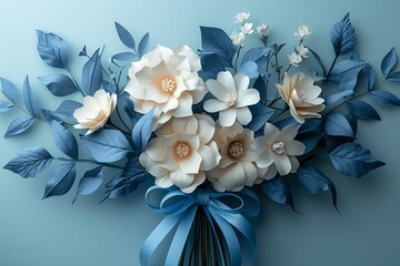 Flower Power: A Blue and White Bouquet for a Monthly Celebration Generative AI