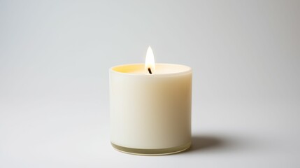 Fototapeta na wymiar White Candle With Single Flame