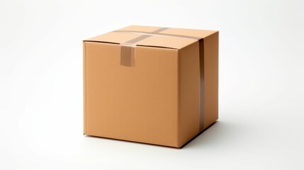Brown-Striped Cardboard Box on White Background