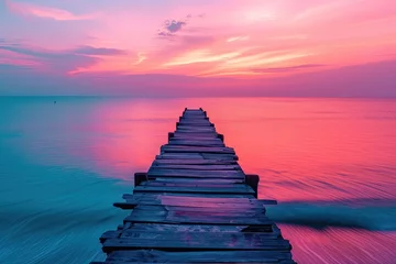 Foto op Plexiglas Lakeside wooden pier. © Murda