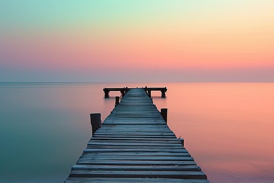 Fototapeta Lakeside wooden pier.