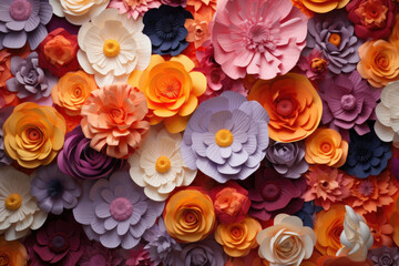 Color flowers paper background. Decorative paper flowers
