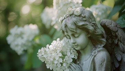 Obraz premium Serene angel statue gracing the cemetery.