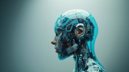 human robot with transparent head
