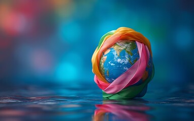 Rainbow Tie-Dye Globe: A Colorful Celebration of Diversity and Inclusivity Generative AI - obrazy, fototapety, plakaty