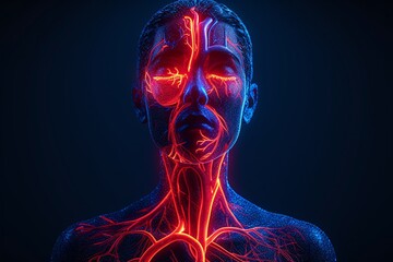 February's Heartbeat: A Vibrant Visual of Blood Vessels Generative AI - obrazy, fototapety, plakaty