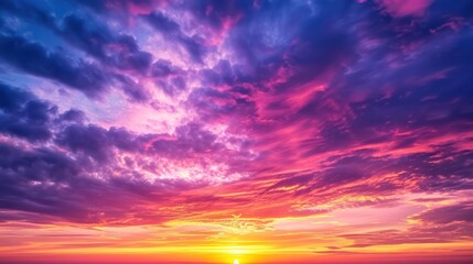 Fototapeta na wymiar The dramatic, colorful sky at sunrise creates a scenic backdrop. 