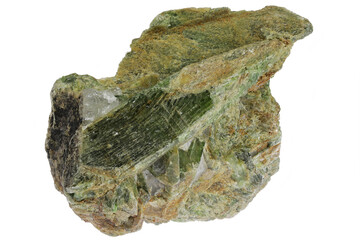diopside from Brazil isolated on white background