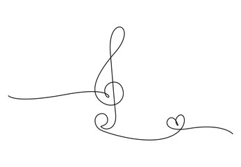Abstract treble clef continuous one line drawing vector illustration. Premium vector