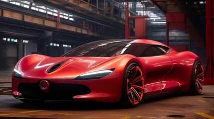 red car high tech futuristic vehicle 