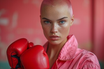 Pink-haired Boxer Girl Generative AI