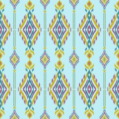 Fototapeta na wymiar Ethnic ikat seamless pattern traditional design illustration for background carpet clothing and home decoration 