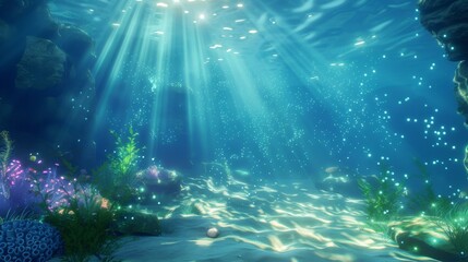 Fototapeta na wymiar Glowing Waters: Beneath the Surface